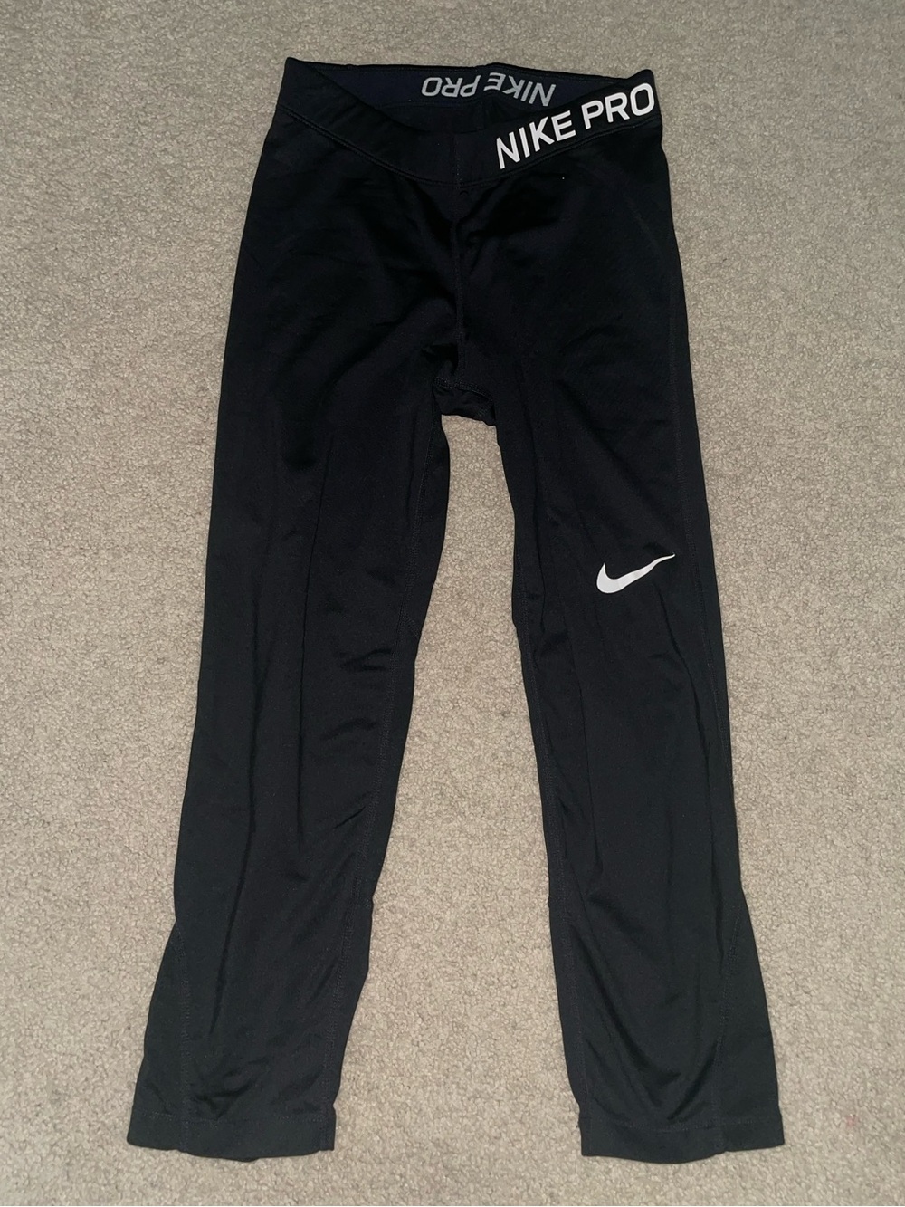 Nike Black Capri Performance Leggings with White Swoosh